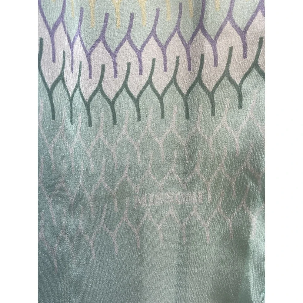 Missoni Rectangle Pastel Blue Green Silk Scarf Italy 16